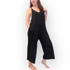 🔴 Loving People stretchy jumpsuit onzie relaxed fit low cut cropped wide leg L